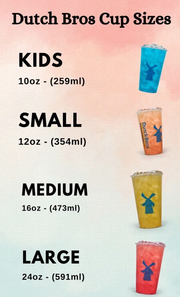 Dutch Bros Cup Sizes With OZ