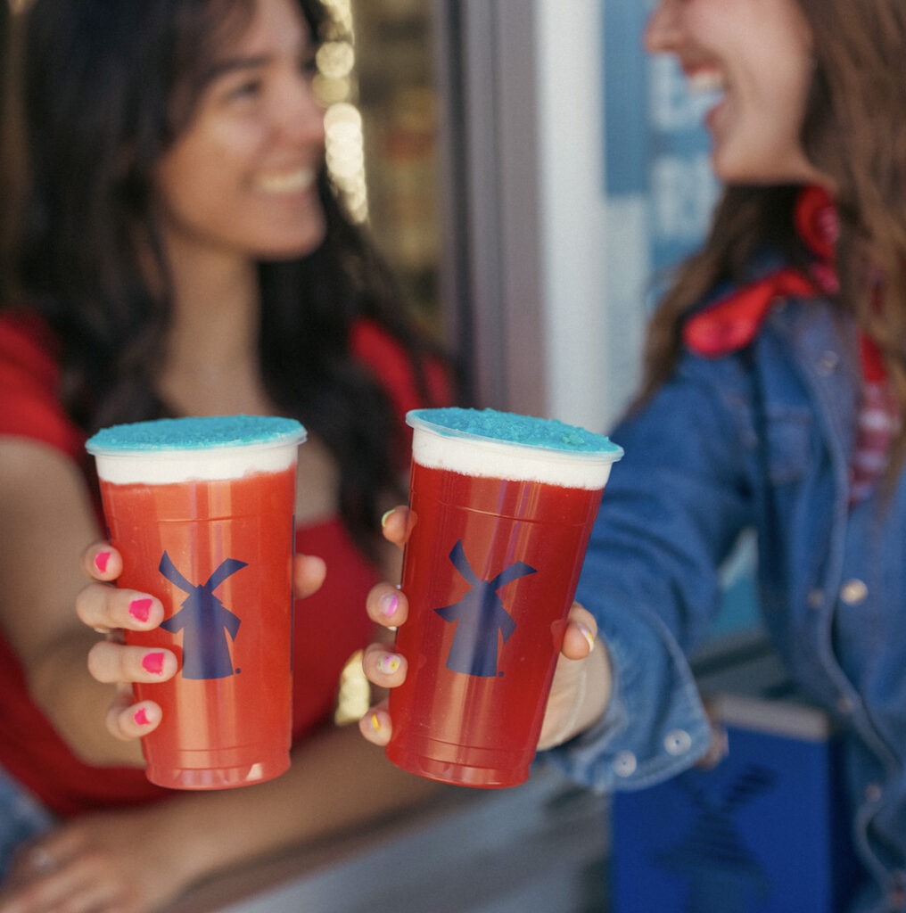 red, white and blue soda